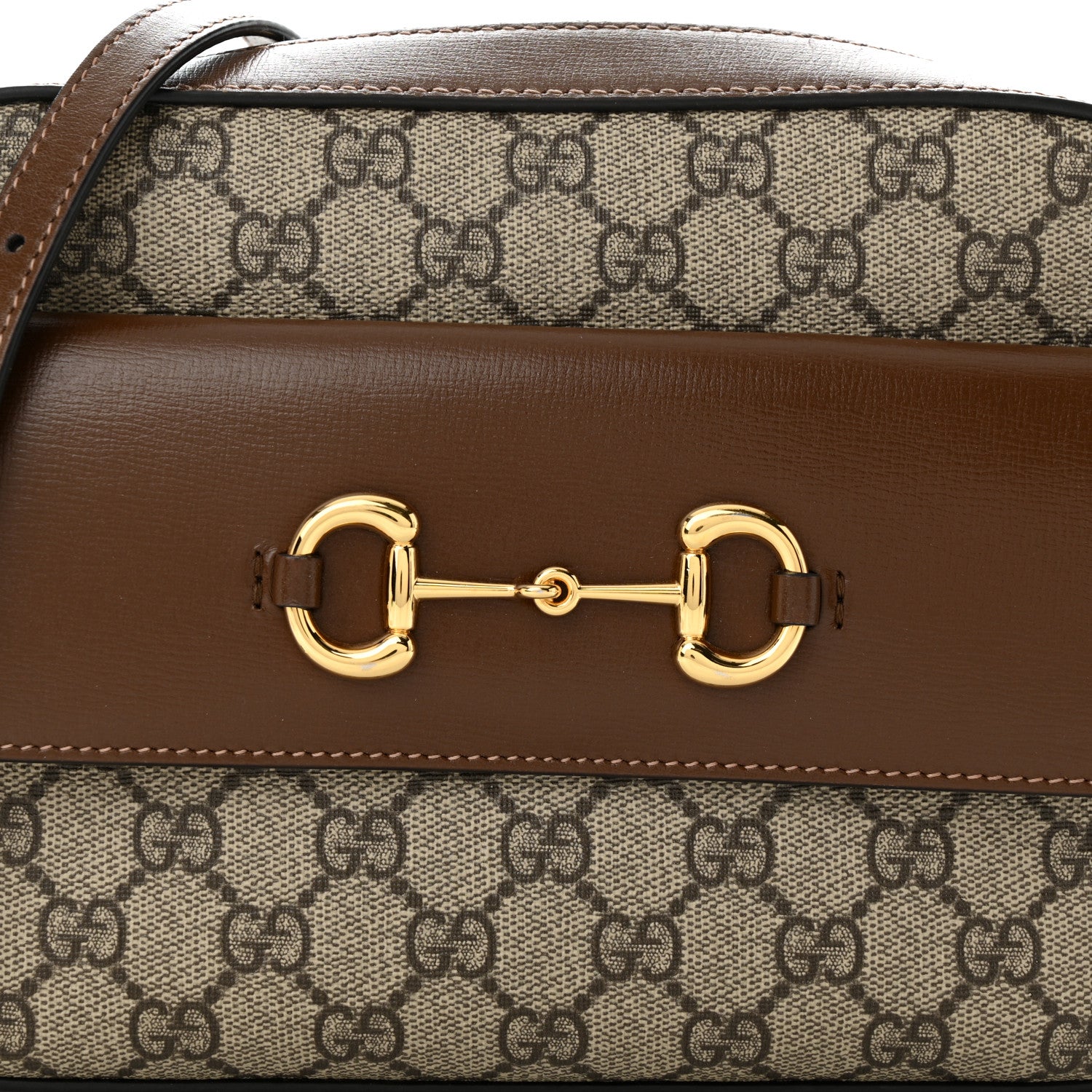 Gucci GG Supreme Monogram Small Horsebit 1955 Shoulder Bag Beige Brown Sugar 8 of 11