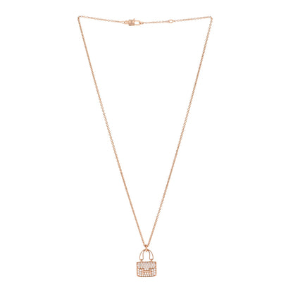 Hermes 18K Rose Gold Diamond Constance Amulettes Pendant Necklace 2 of 5