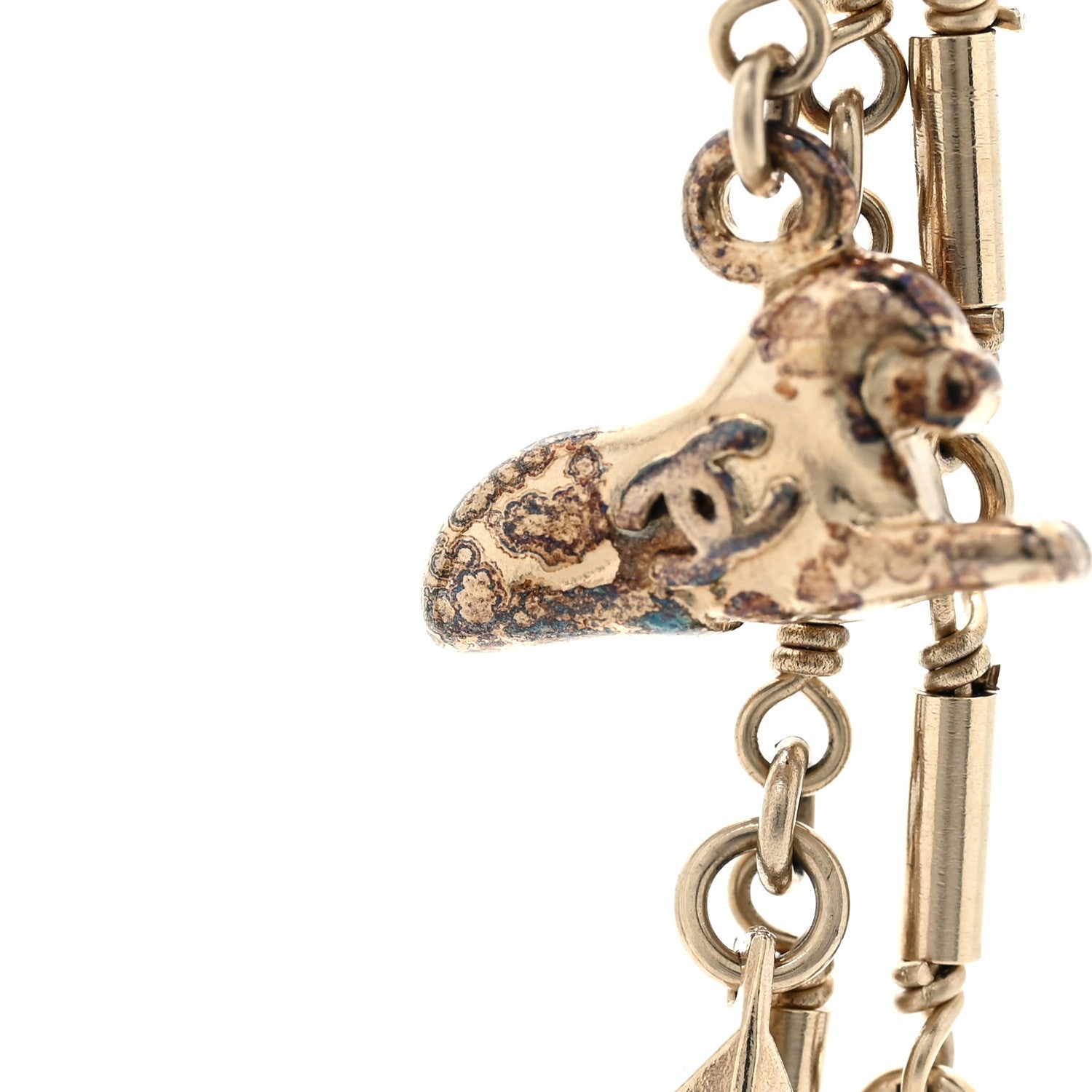 Chanel Pearl CC Egypt Drop Earrings Gold 5 of 5