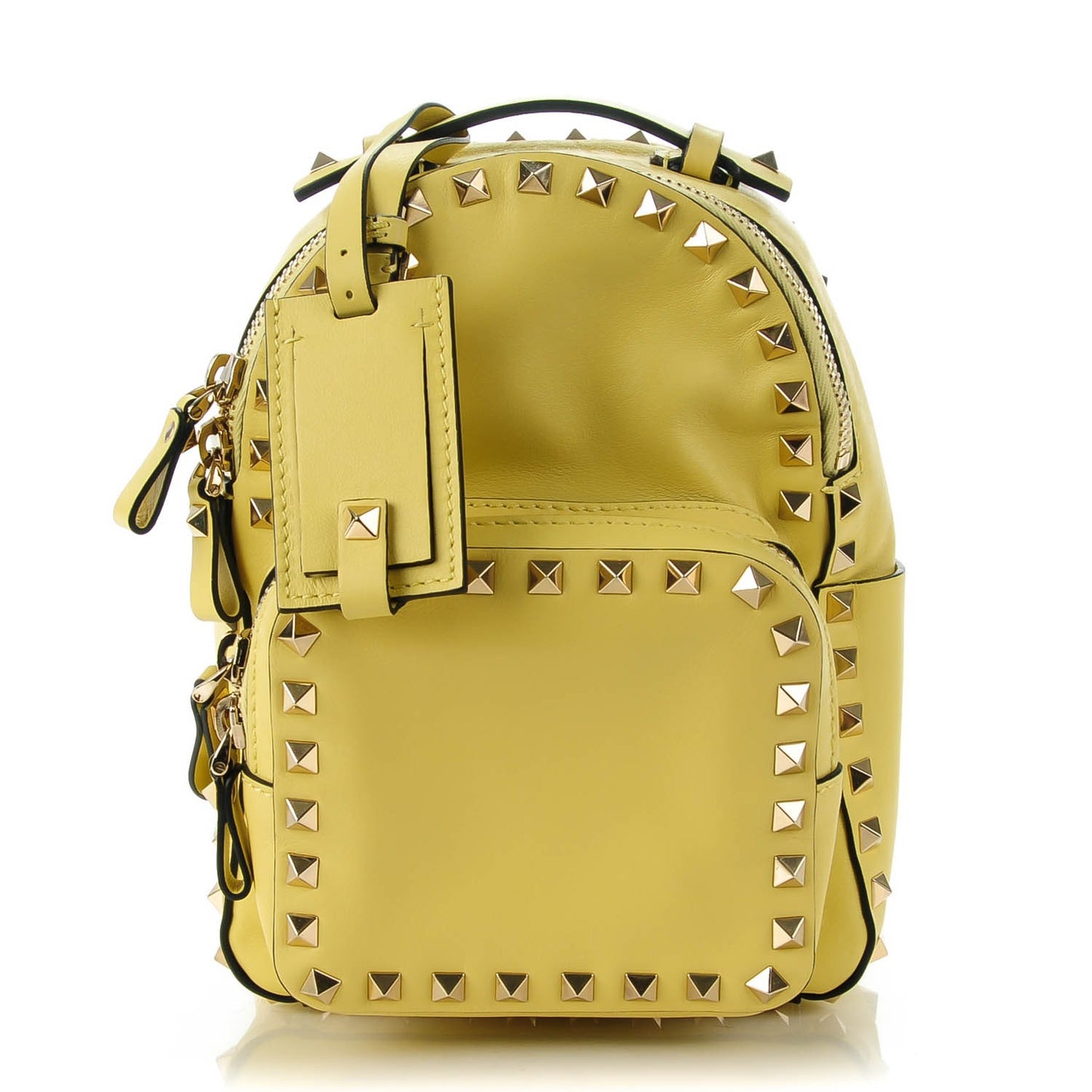 Calfskin Mini Rockstud Backpack Light Yellow