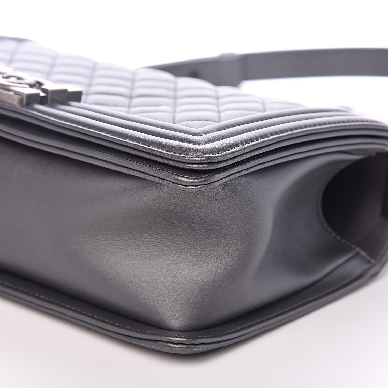 Chanel Metallic Calfskin Quilted Medium Boy Flap Dark Silver 9 of 14