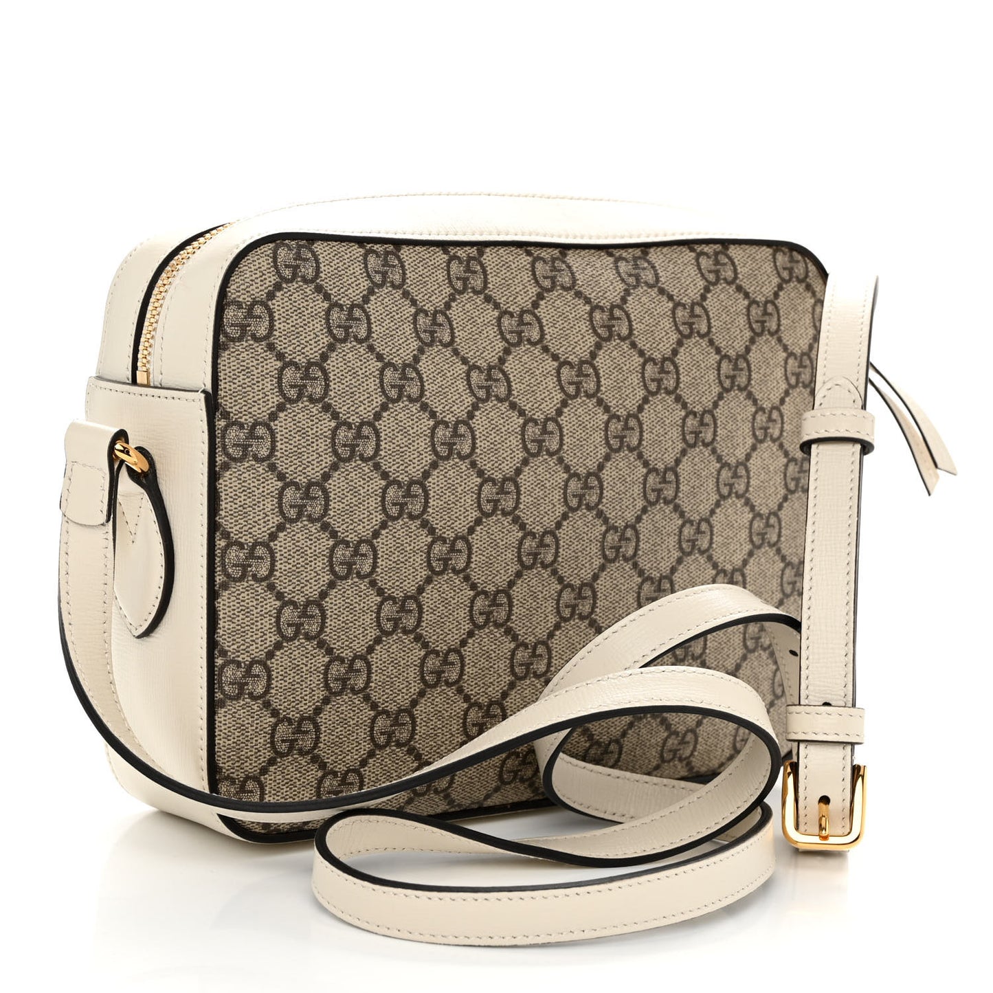 GG Supreme Monogram Small Horsebit 1955 Shoulder Bag Beige Mystic White