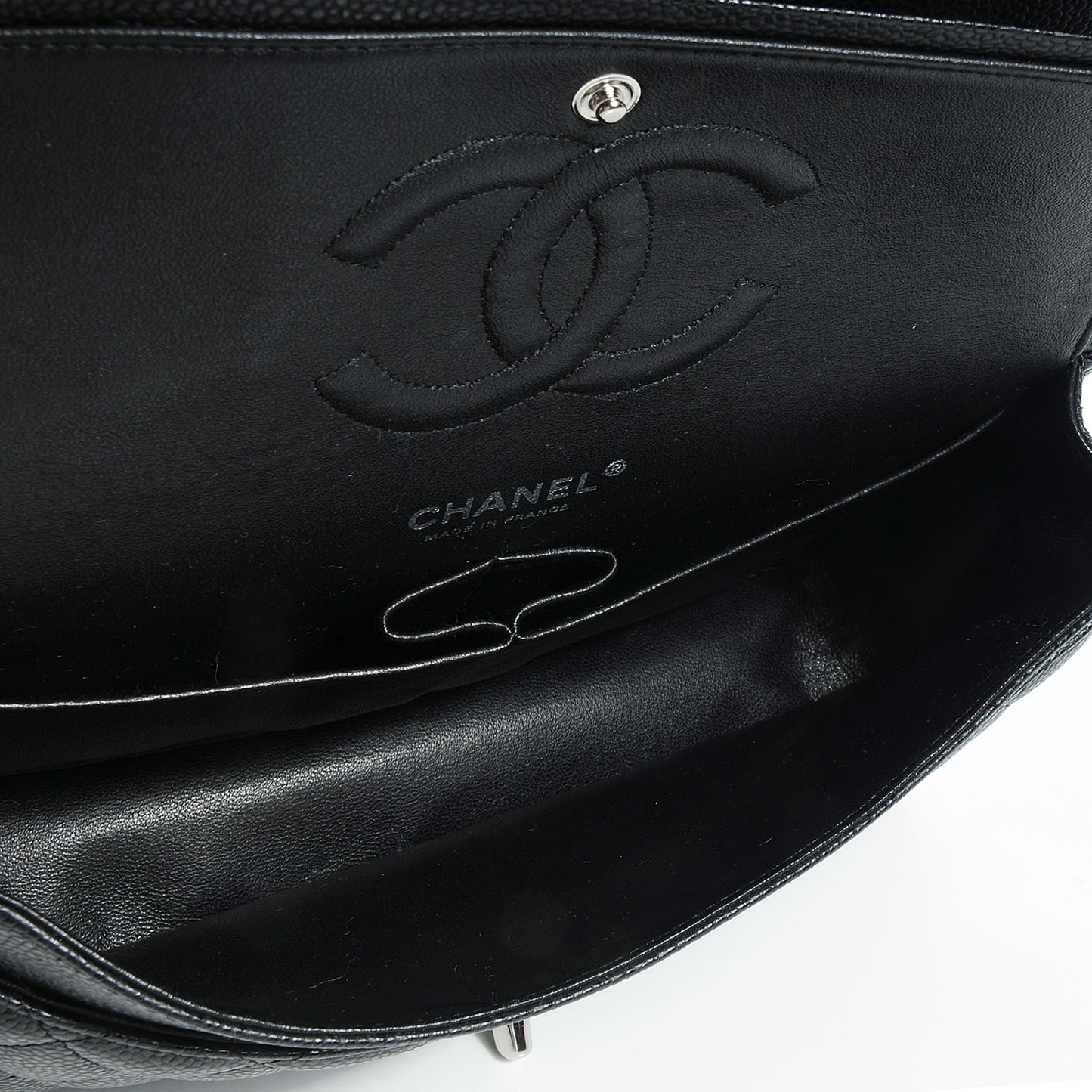 Caviar Quilted Medium Double Flap Black