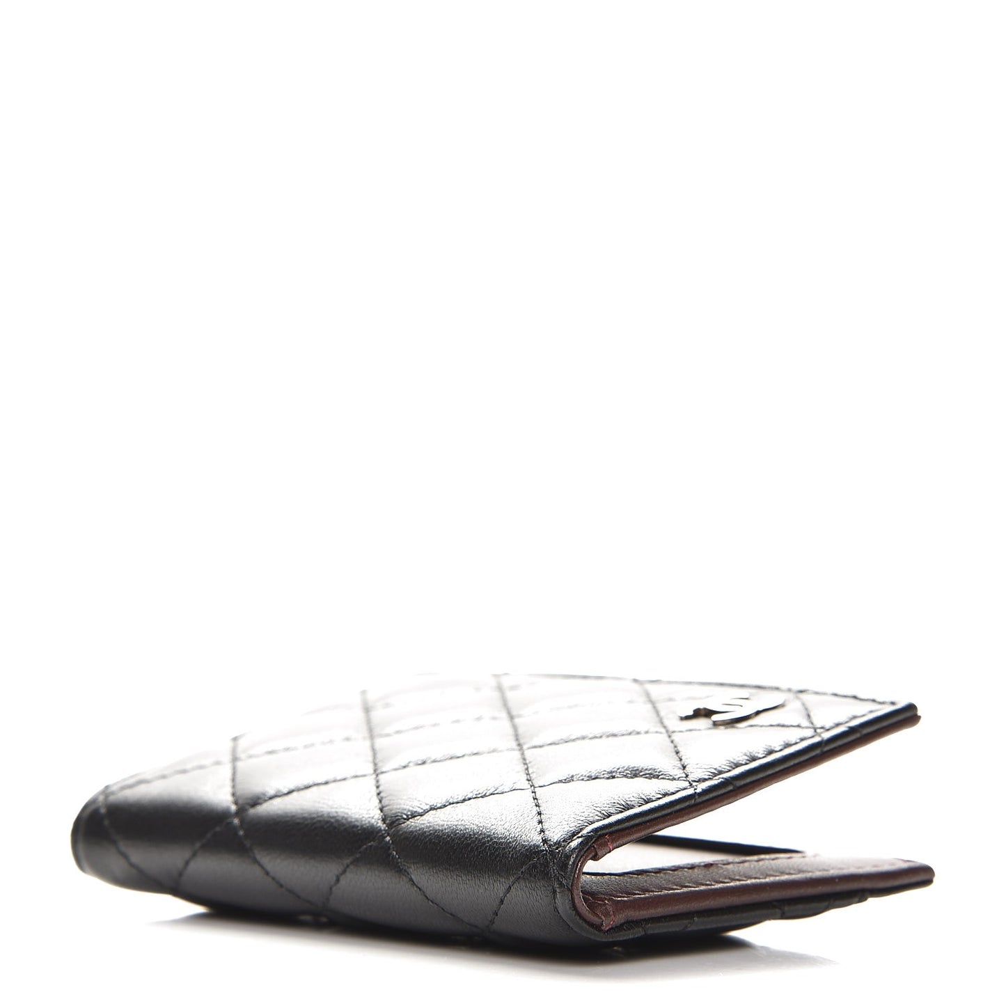 Lambskin Quilted Card Holder Wallet Black