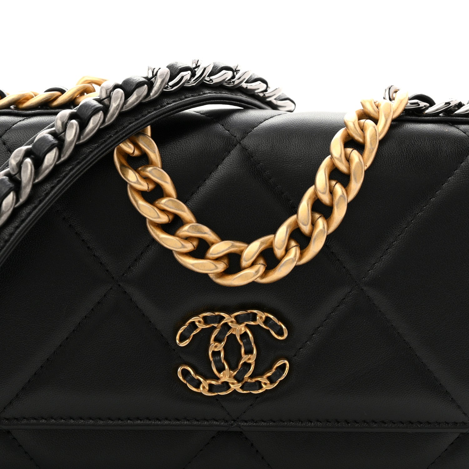 Chanel Lambskin Quilted Chanel 19 Wallet On Chain WOC Black 15 of 29