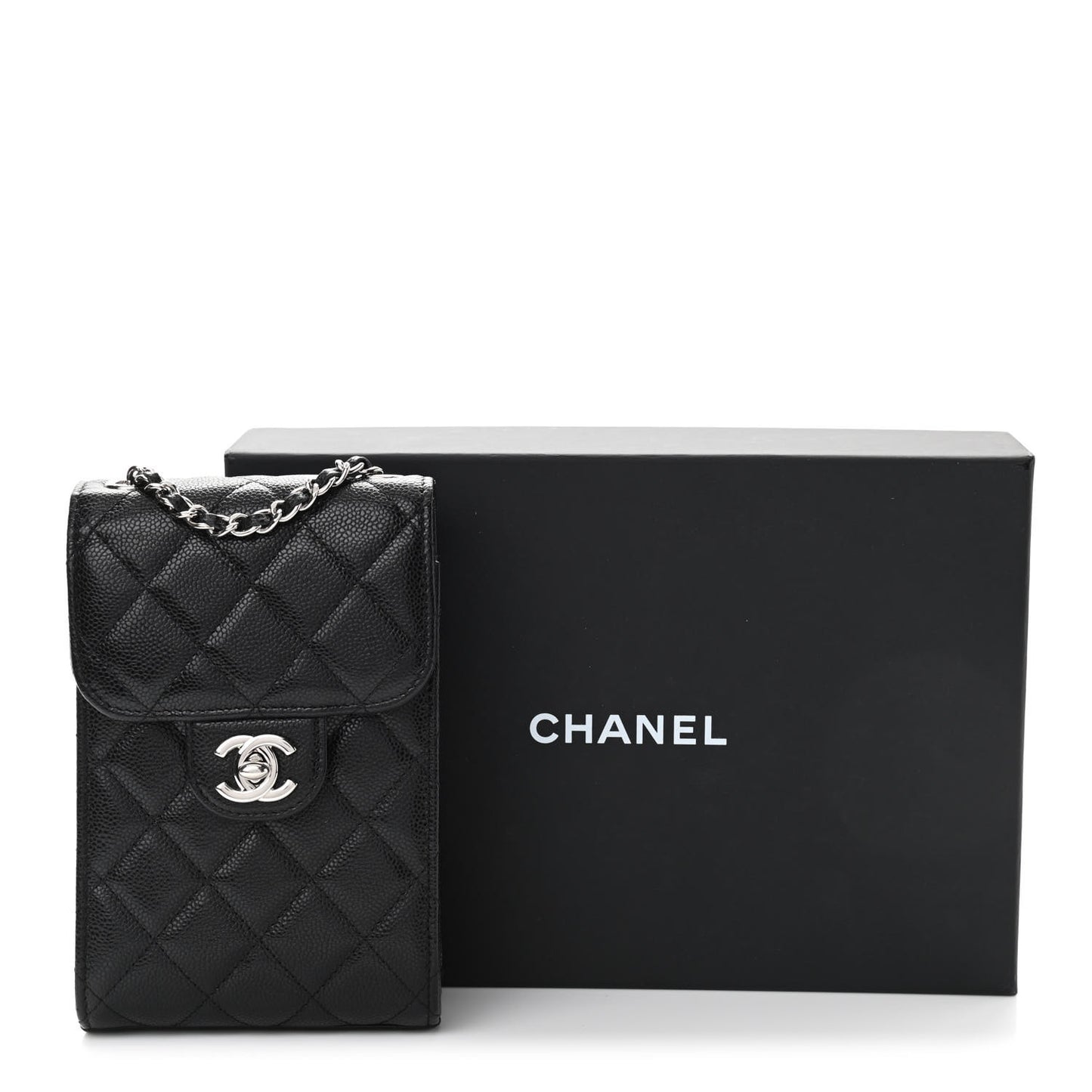 Caviar Quilted Classic Phone Holder Black