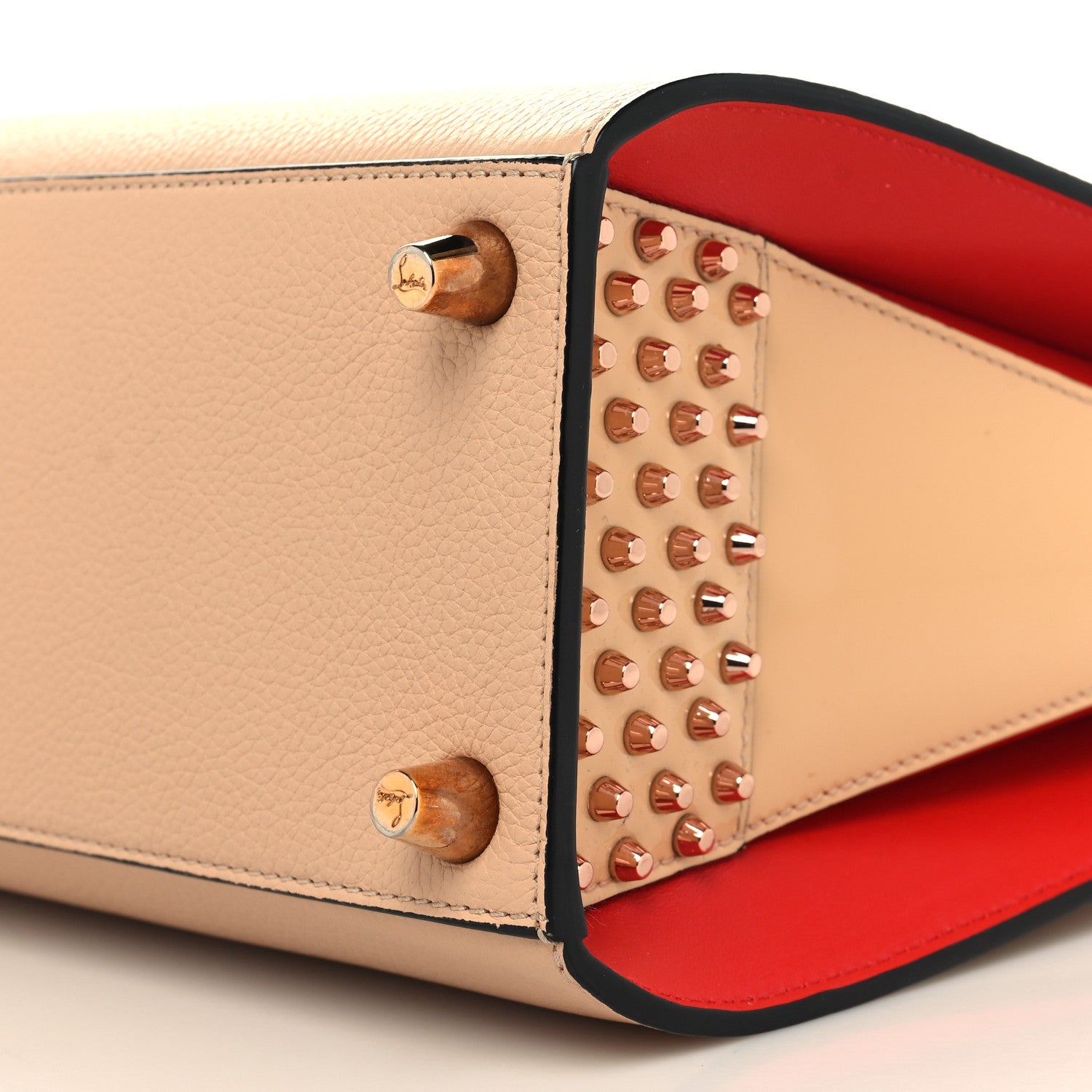 Christian Louboutin Calfskin Patent Studded Small Paloma Naturel Rose Gold 9 of 12