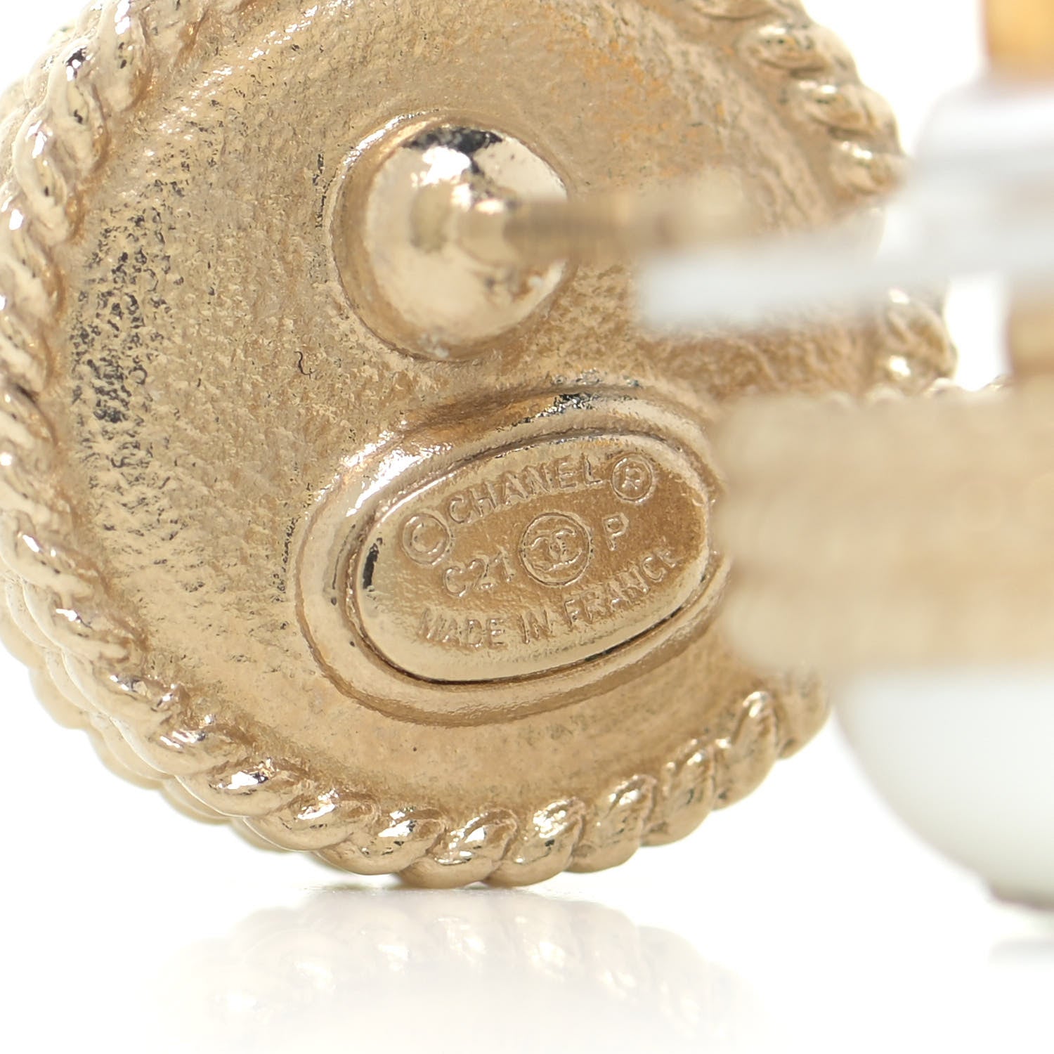 Chanel Pearl Crystal CC Round Earrings Gold 4 of 5
