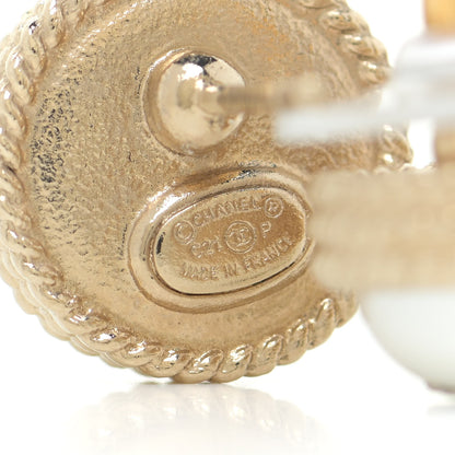 Chanel Pearl Crystal CC Round Earrings Gold 4 of 5