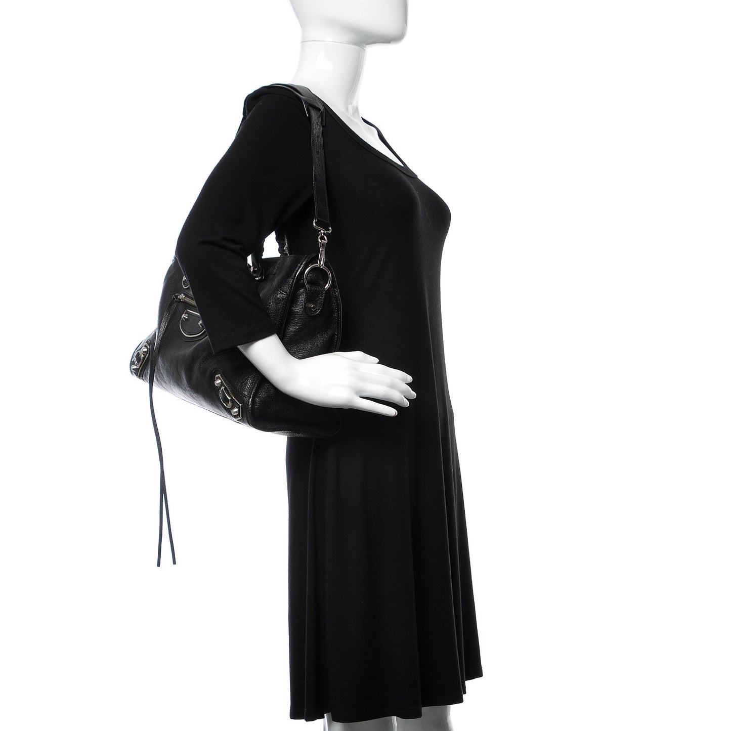 Chevre Silver Metallic Edge Hardware City Black