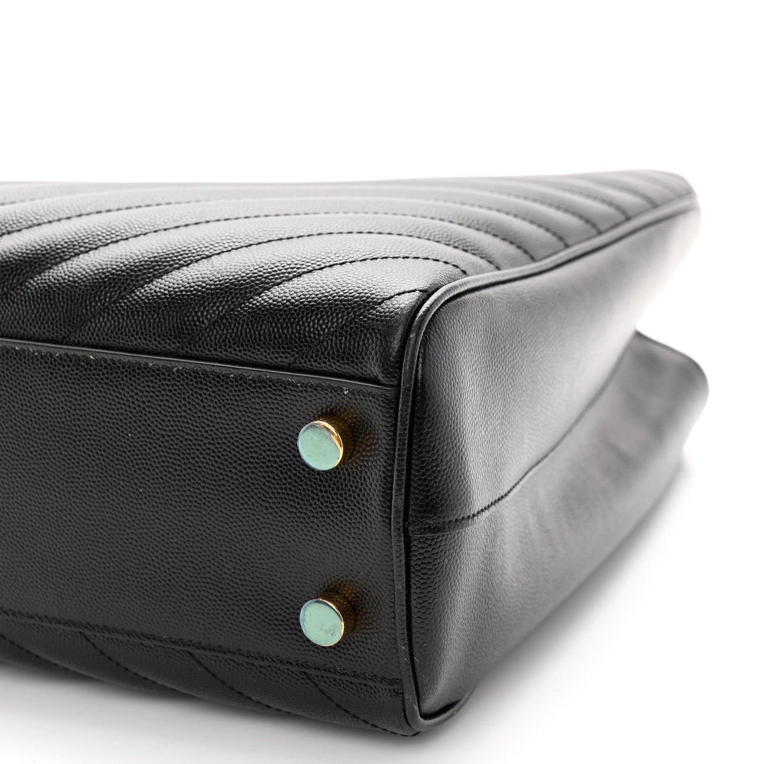 Saint Laurent Grain De Poudre Matelasse Chevron Monogram Shopping Bag Black 10 of 12