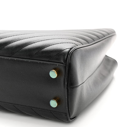 Saint Laurent Grain De Poudre Matelasse Chevron Monogram Shopping Bag Black 10 of 12