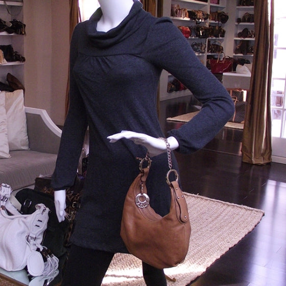 Calfskin Chef Chain Hobo Camel