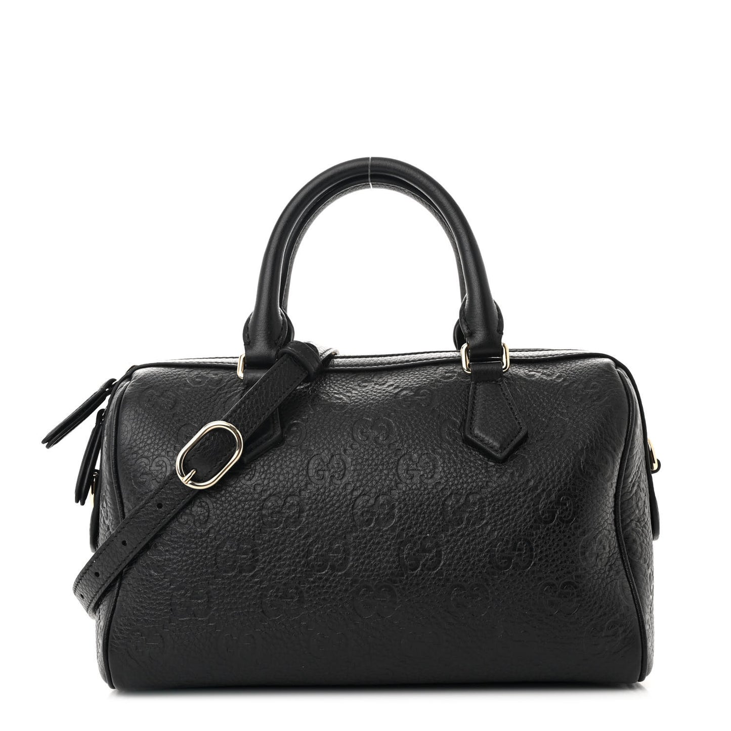Calfskin GG Emblem Medium Boston Bag Black
