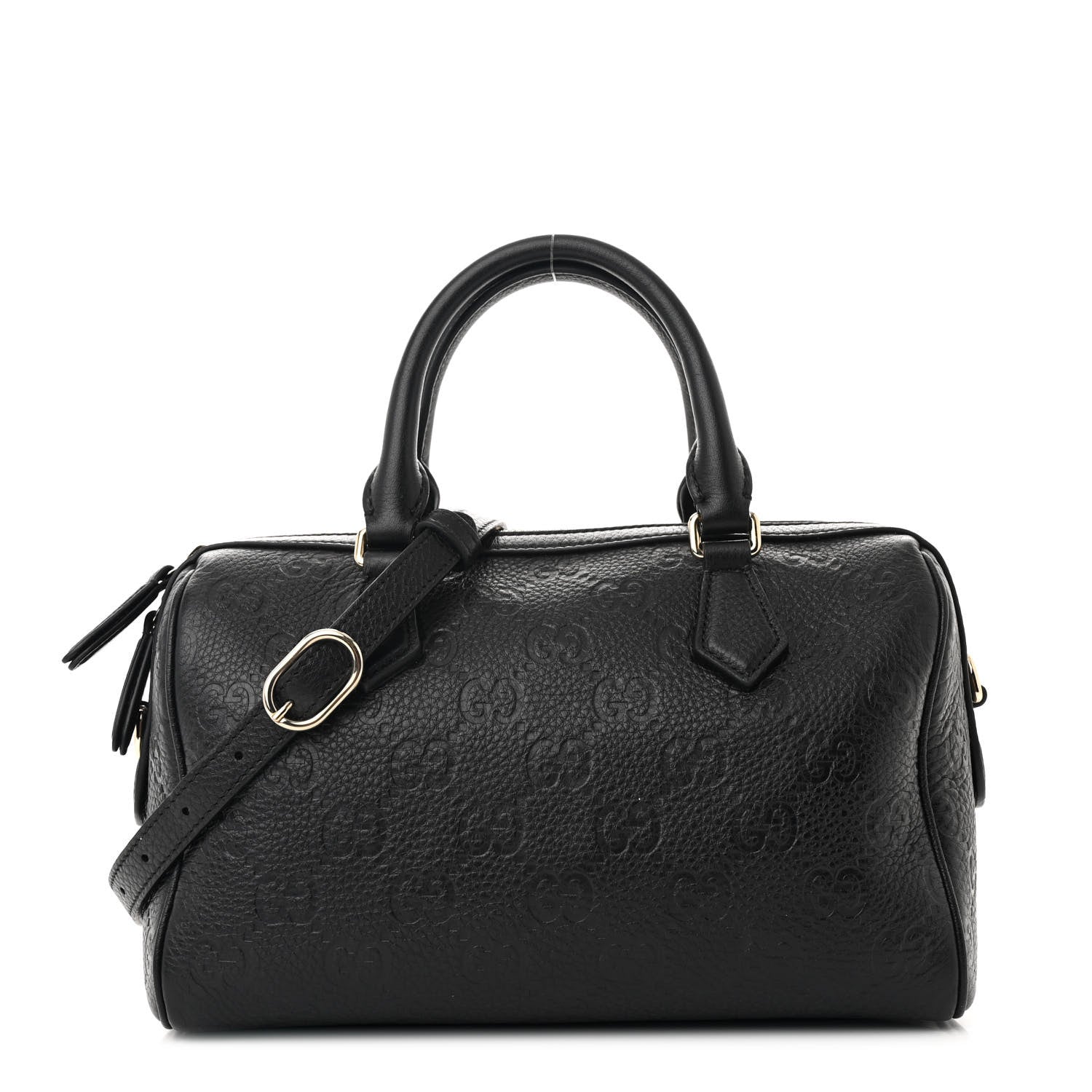 Gucci Calfskin GG Emblem Medium Boston Bag Black 1 of 11