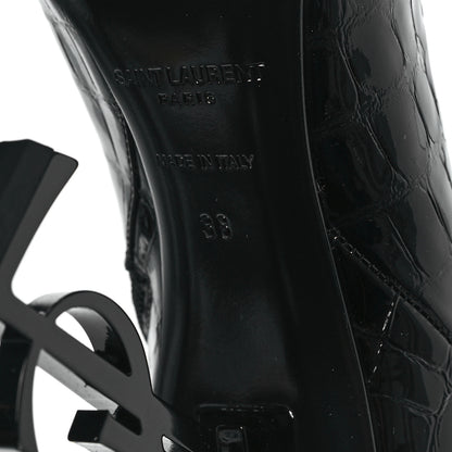 Saint Laurent Alligator Embossed Patent Calfskin Opyum 110 Ankle Boots 38 Black 6 of 8