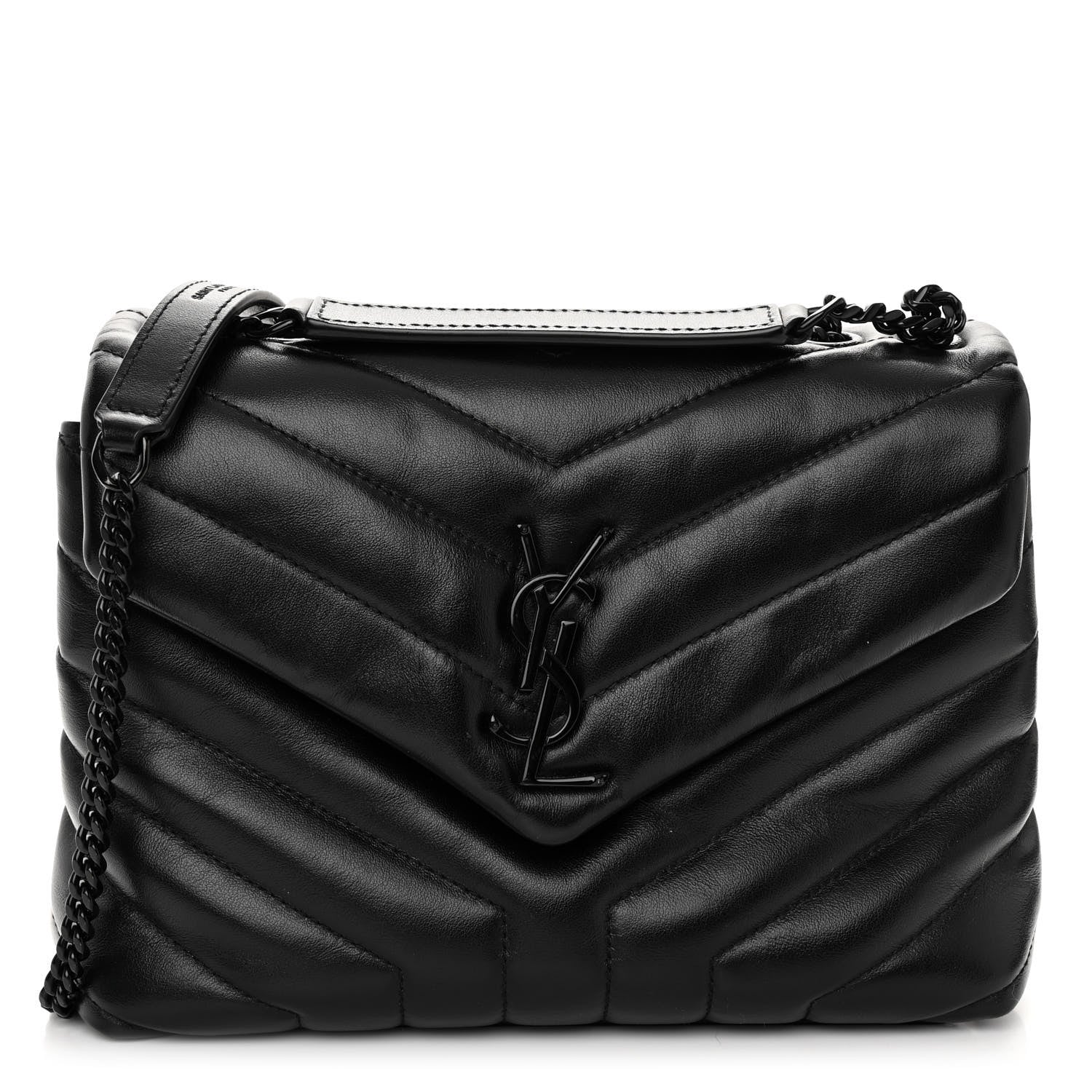 Saint Laurent Calfskin Y Quilted Monogram Monochrome Small Loulou Chain Satchel Black 1 of 9
