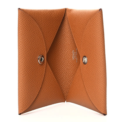 Hermes Epsom Calvi Card Case Gold 5 of 12