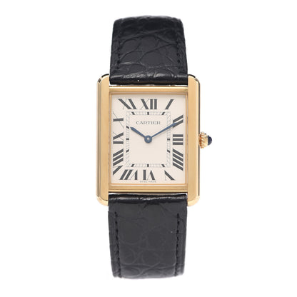 Cartier Stainless Steel 18K Yellow Gold Alligator 27mm Tank Solo Quartz Watch 1 of 4