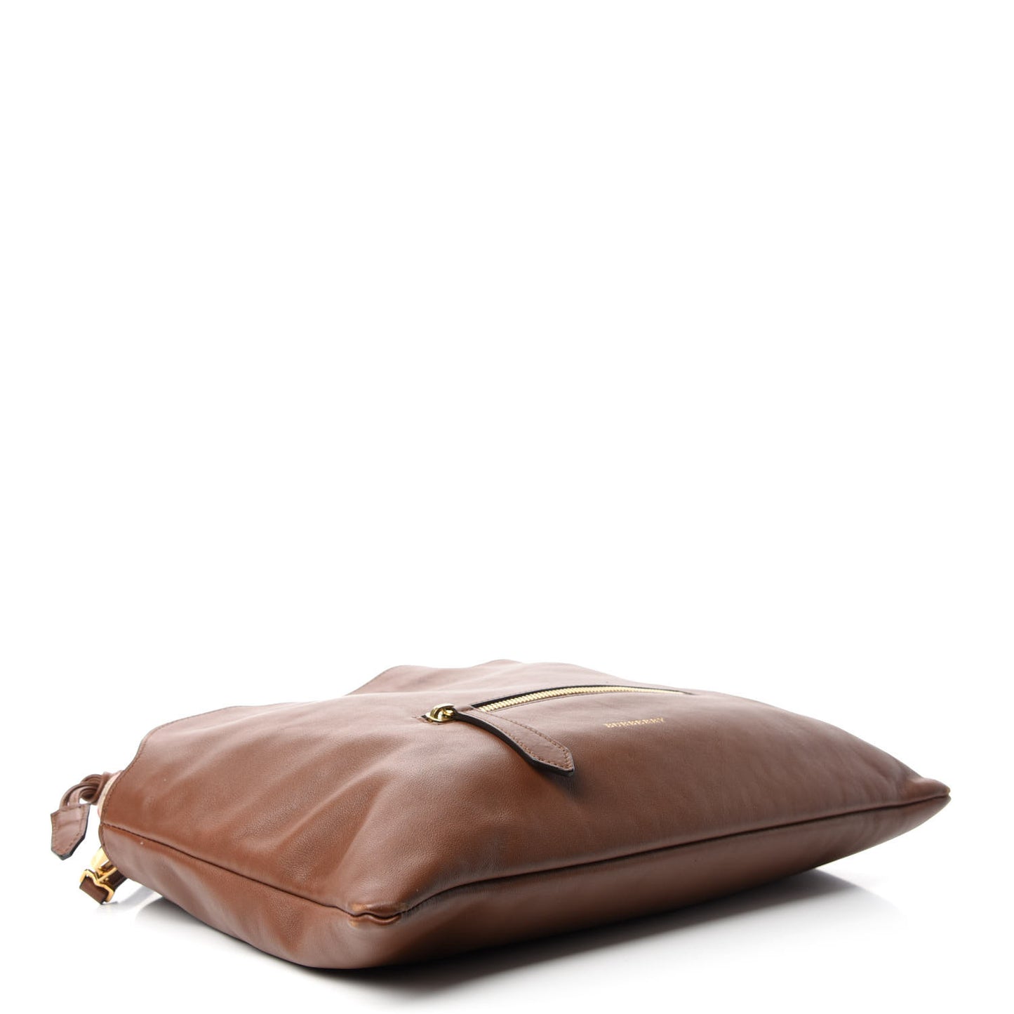 Soft Calfskin House Check Big Crush Tote Brown Ochre