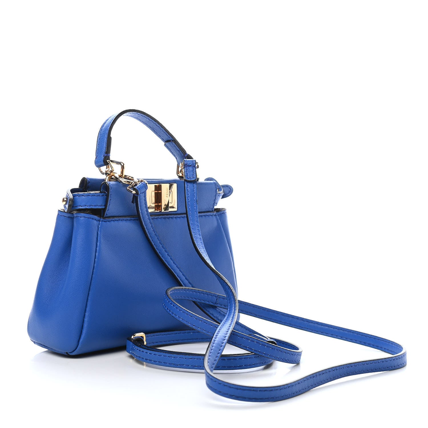 Fendi Nappa Micro Peekaboo Iconic Satchel Bluette 3 of 9
