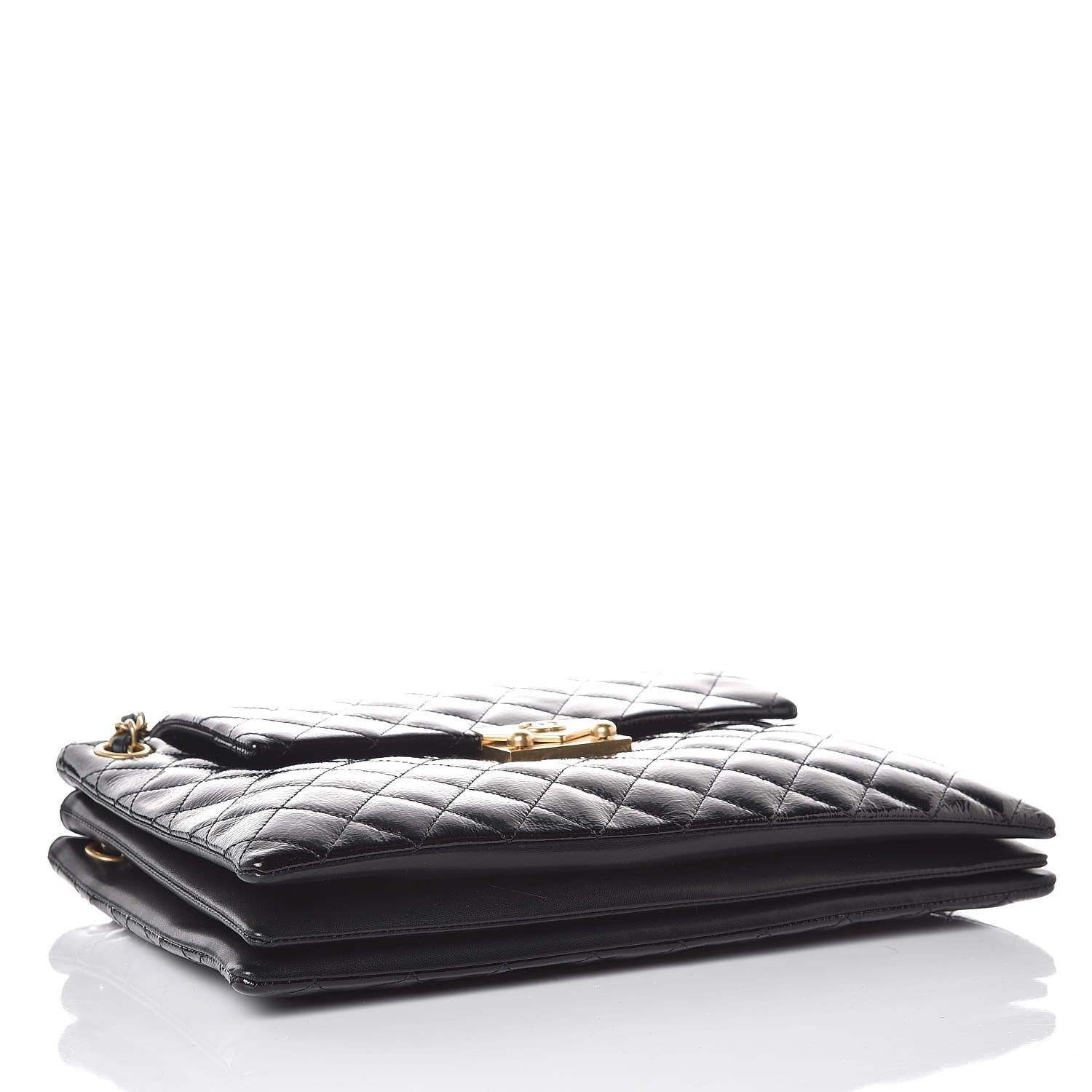 Chanel Patent Goatskin Quilted 3 Pocket Accordion Flap Black 4 of 7