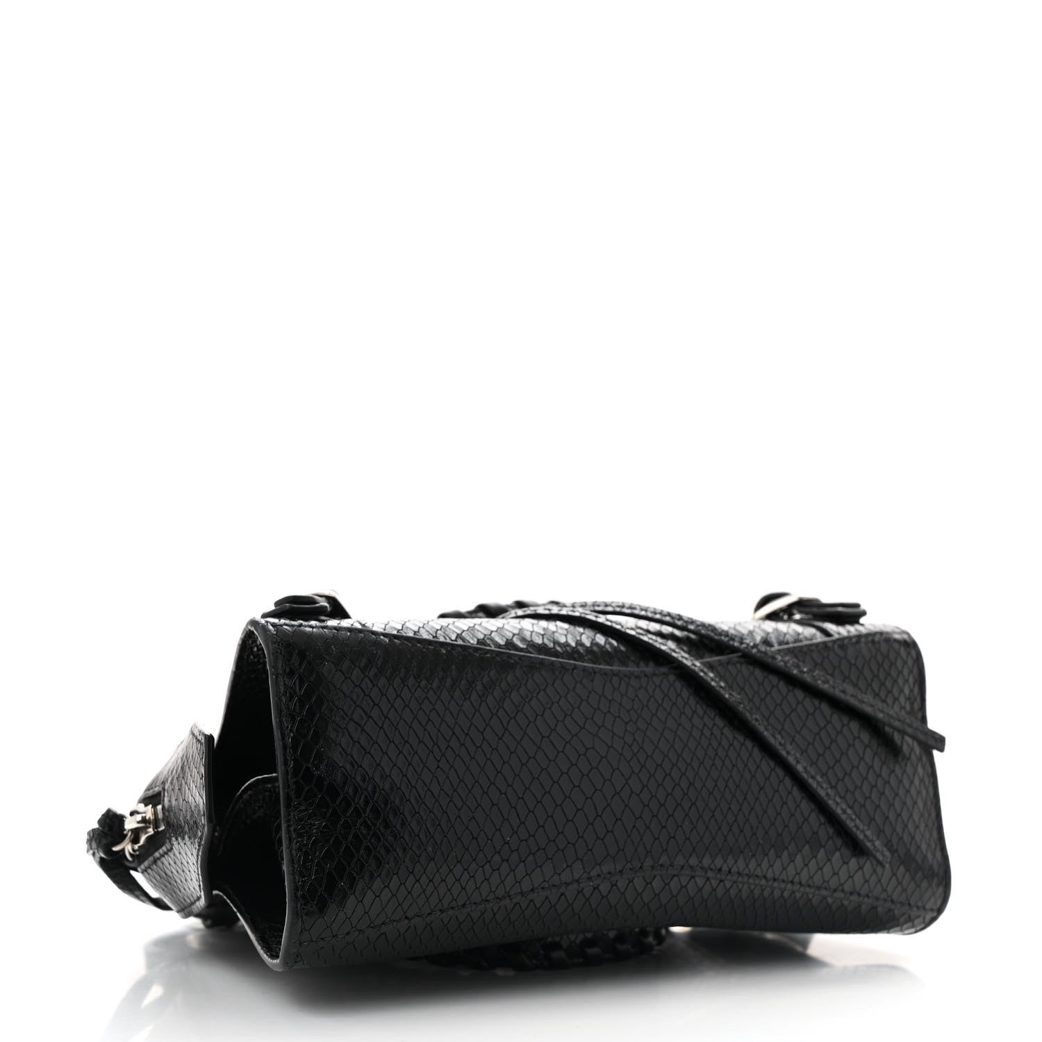 Balenciaga Grained Calfskin Snake Effect Silver Hardware Neo Classic Mini City Black 4 of 12