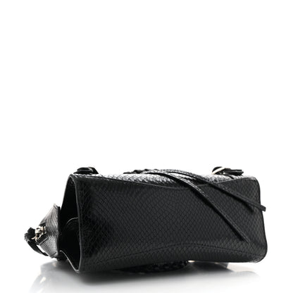 Balenciaga Grained Calfskin Snake Effect Silver Hardware Neo Classic Mini City Black 4 of 12