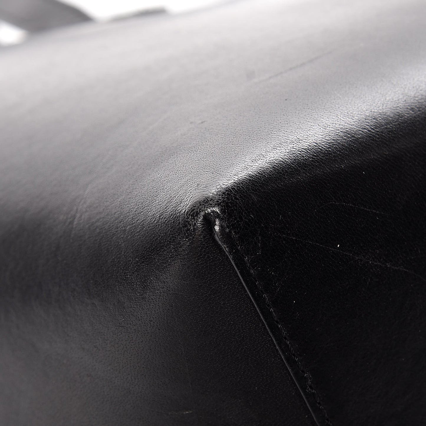 Calfskin Small Shopping Tote Black Flamma