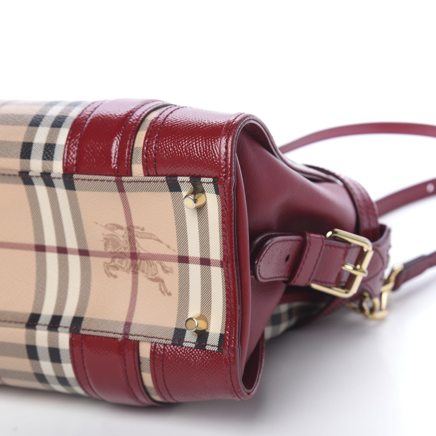 Burberry Haymarket Check Minford Portrait Tote Military Red 11 of 12