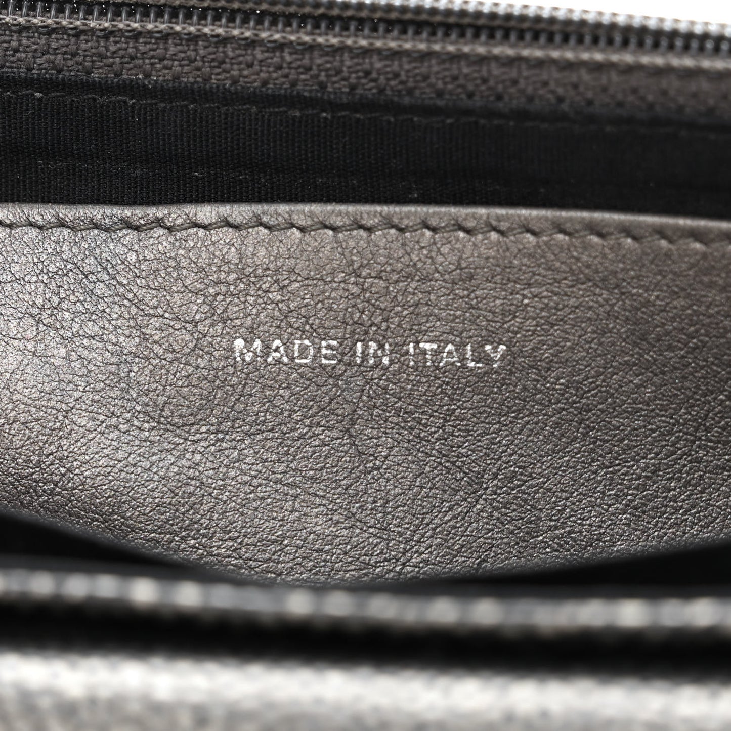 Metallic Caviar Half Moon Wallet On Chain WOC Dark Silver