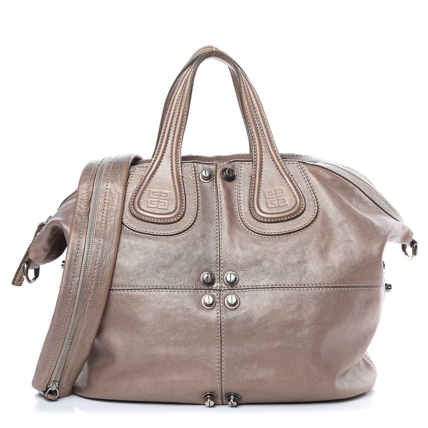 Metallic Calfskin Studded Medium Nightingale Brown
