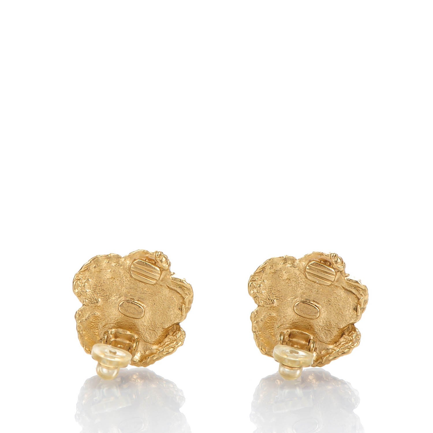 Chanel Camellia Crystal Clip On Earrings Gold 3 of 5