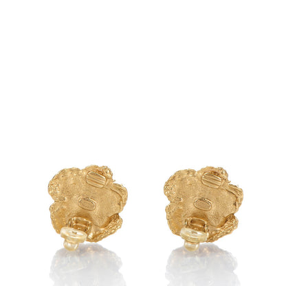 Chanel Camellia Crystal Clip On Earrings Gold 3 of 5