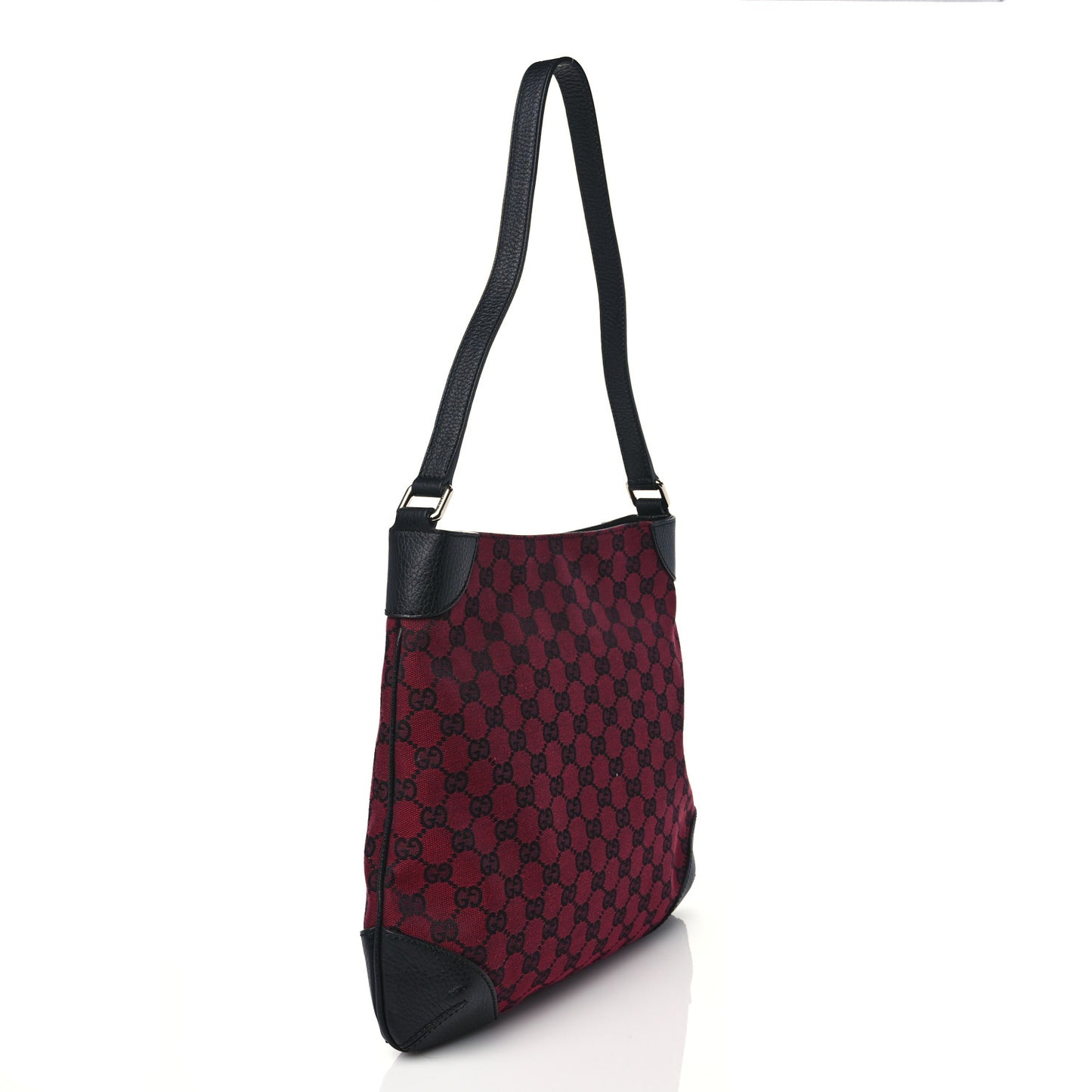 Nylon Monogram Signature Hobo Shoulder Bag Red