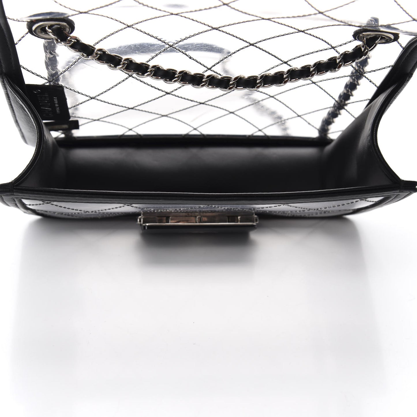 PVC Lambskin Quilted Beauty Lock Flap Black