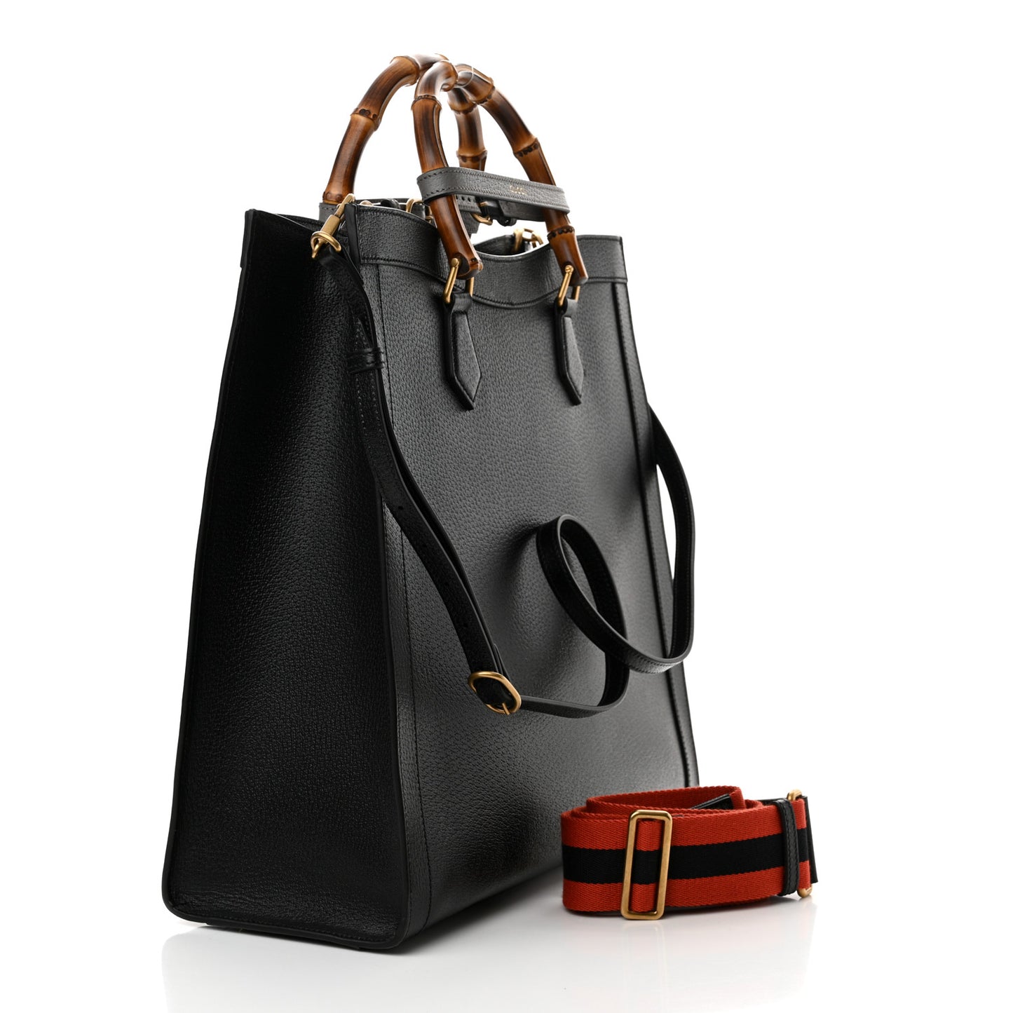 Wonka Grain Calfskin Large Diana Tote Bag Black