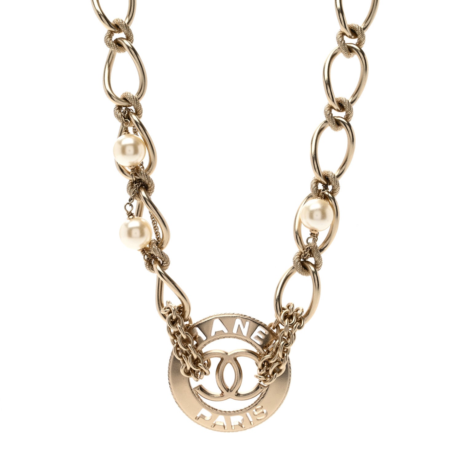 Chanel Pearl Crystal CC Short Logo Necklace Gold 1 of 4