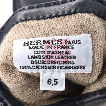 Hermes Lambskin Soya Kelly Lock Gloves 6.5 Navy 3 of 4