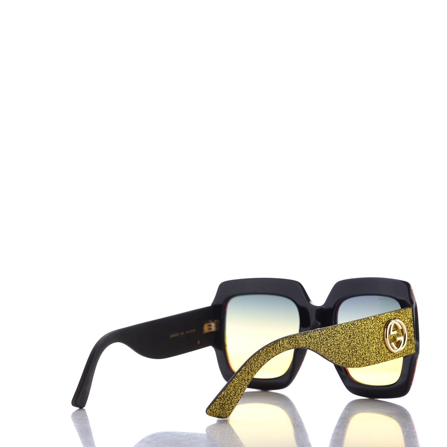 Square Frame GG0102S Sunglasses Glitter Gold Multi