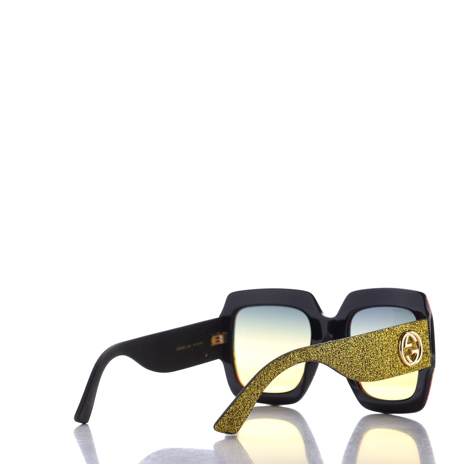 Gucci Square Frame GG0102S Sunglasses Glitter Gold Multi 4 of 9