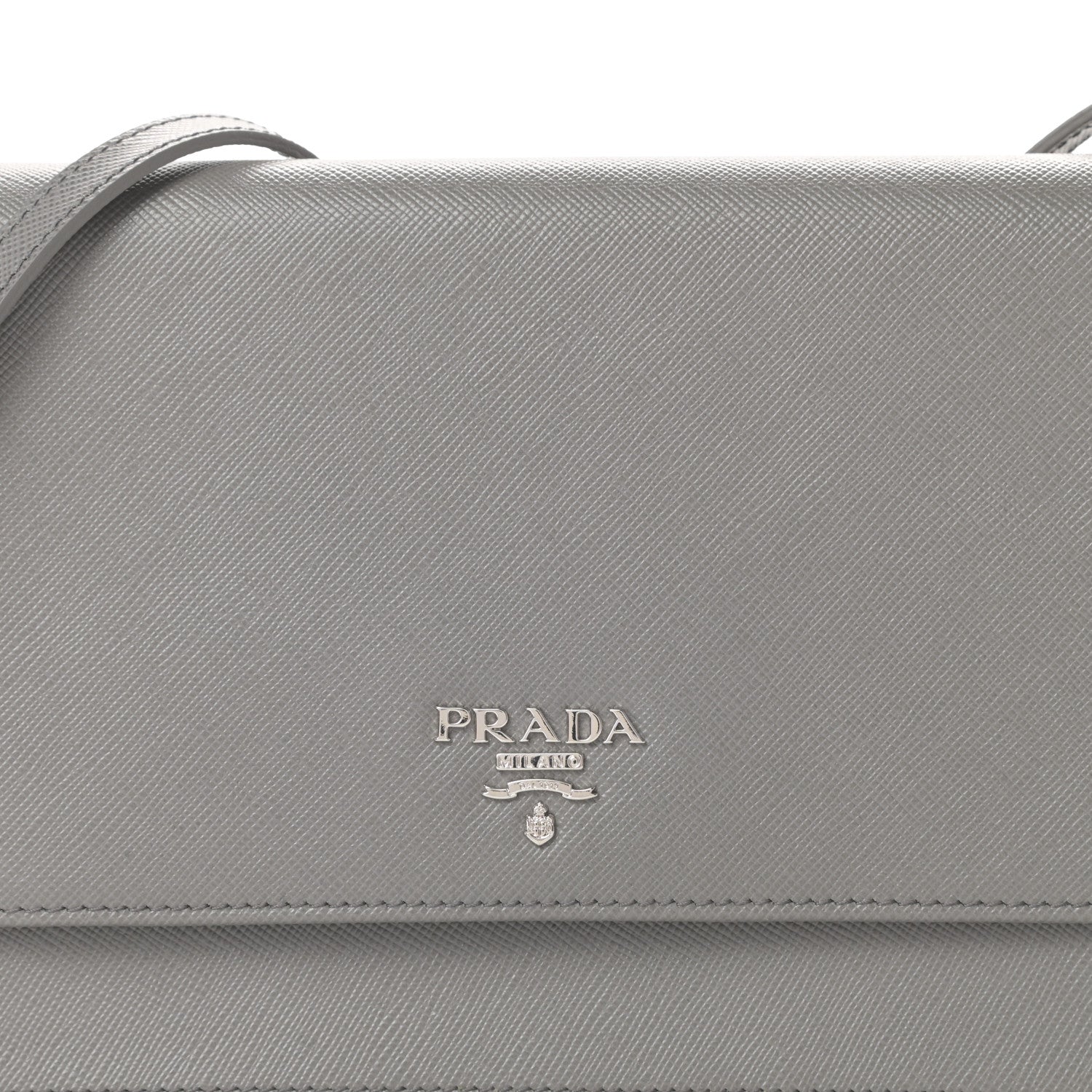 Prada Saffiano Metal Flap Wallet With Strap Marmo 12 of 13