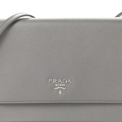 Prada Saffiano Metal Flap Wallet With Strap Marmo 12 of 13