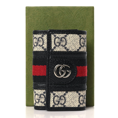 Gucci GG Supreme Monogram Web Ophidia 6 Key Holder Case Beige Blue 8 of 8