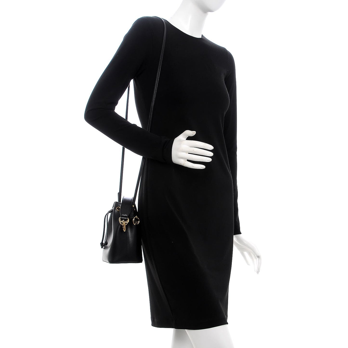 Vitello Liberty Lucido F is Fendi Mini Mon Tresor Bucket Bag Black