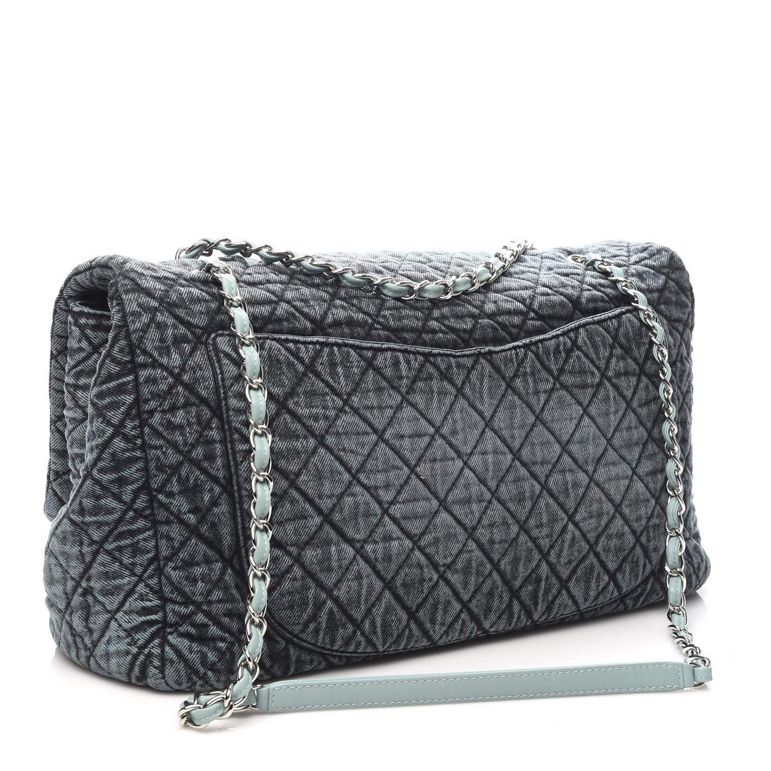 Chanel Denim Quilted Denimpression XXL Flap Blue Black 3 of 10