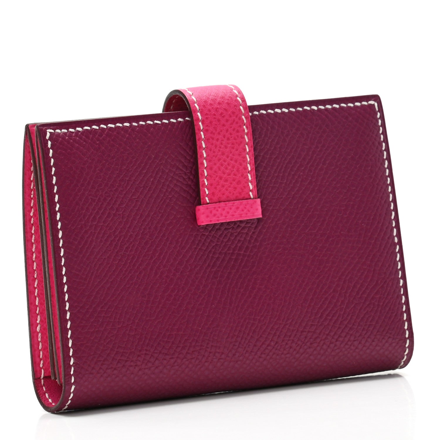Hermes Epsom Bi-Color Bearn Card Holder Wallet Tosca Rose Tyrien 3 of 7