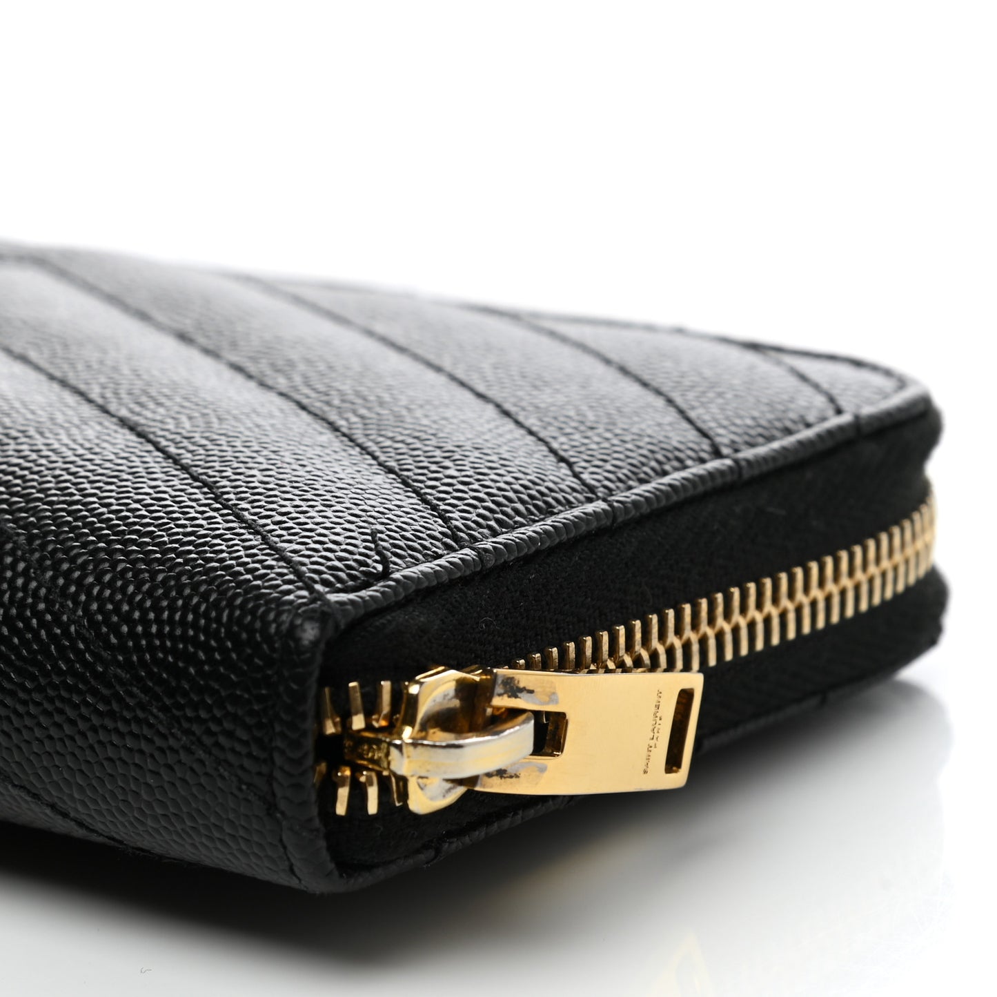 Grain De Poudre Matelasse Chevron Monogram Zip Around Wallet Black