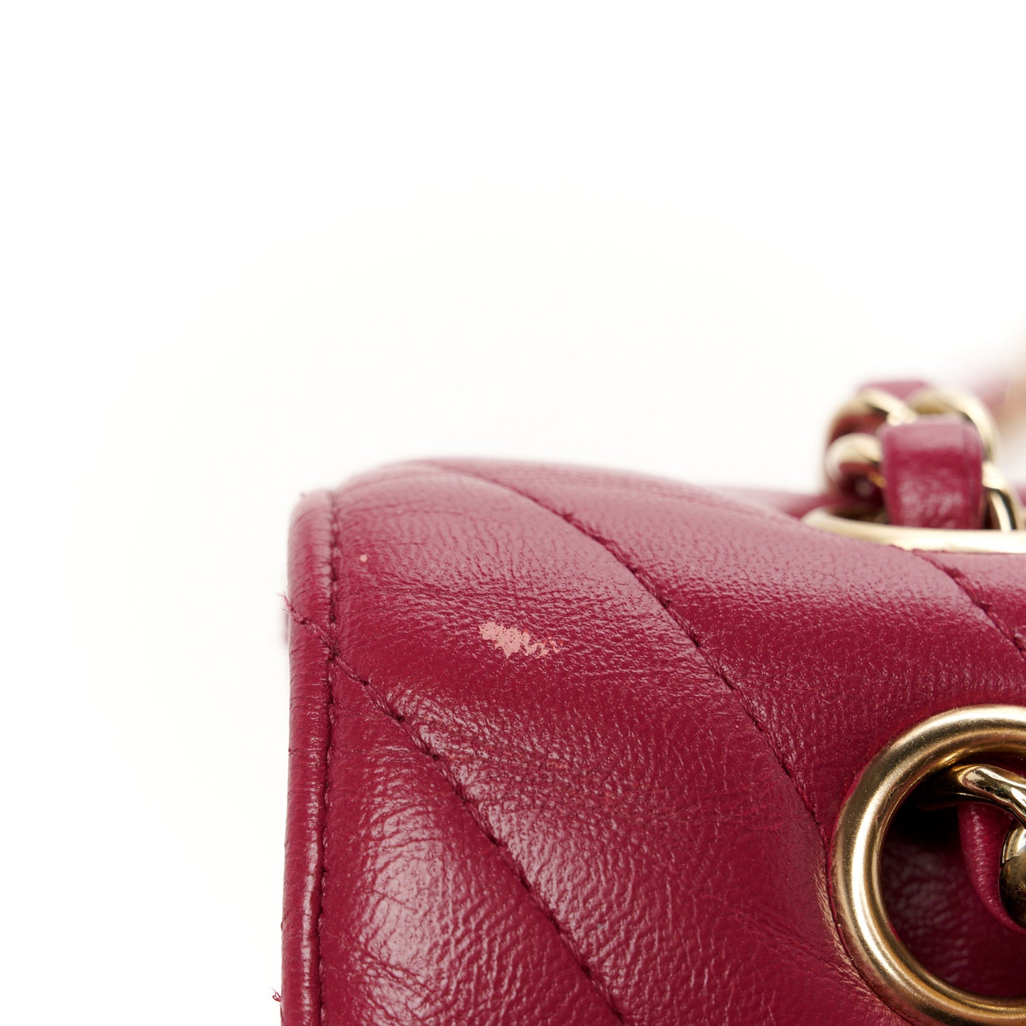 Lambskin Chevron Quilted Medium Double Flap Dark Pink