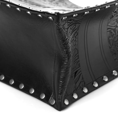 Christian Dior Calfskin Laser Cut Studded Medium Book Tote Black 7 of 10